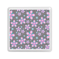 Seamless Pattern Flowers Pink Memory Card Reader (square) by HermanTelo