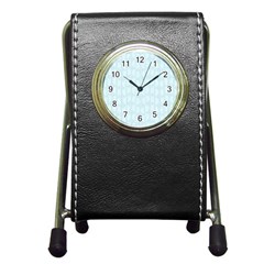 Footprints Pattern Paper Scrapbooking Blue Pen Holder Desk Clock by HermanTelo