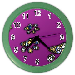 Footprints Paw Animal Track Foot Color Wall Clock by HermanTelo