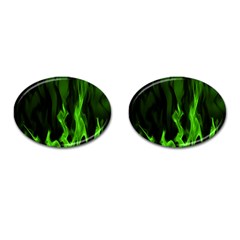 Smoke Flame Abstract Green Cufflinks (oval) by HermanTelo