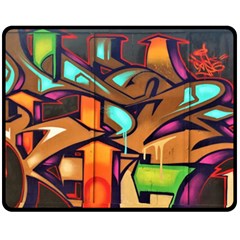 Graffiti Mural Street Art Wall Art Double Sided Fleece Blanket (medium)  by Pakrebo