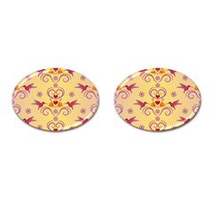 Pattern Bird Flower Cufflinks (oval) by HermanTelo