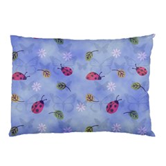Ladybug Blue Nature Pillow Case (two Sides) by HermanTelo