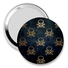 Golden Glitter Skeleton Gothic 3  Handbag Mirrors by HermanTelo