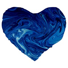 Blue Pattern Texture Art Large 19  Premium Heart Shape Cushions by HermanTelo