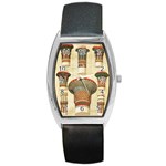 Egyptian Architecture Column Barrel Style Metal Watch Front