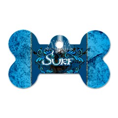 Sport, Surfboard With Water Drops Dog Tag Bone (two Sides) by FantasyWorld7