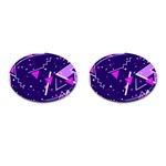 Purple Blue Geometric Pattern Cufflinks (Oval) Front(Pair)