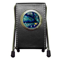 Sea Coral Stained Glass Pen Holder Desk Clock by HermanTelo