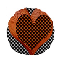 Heart Chess Board Checkerboard Standard 15  Premium Flano Round Cushions by Bajindul