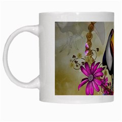 Cute Funny Coutan With Flowers White Mugs by FantasyWorld7