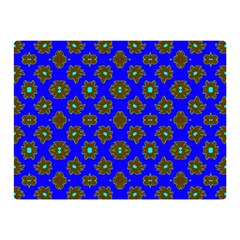 Modern Brown Flowers On Blue Double Sided Flano Blanket (mini)  by BrightVibesDesign