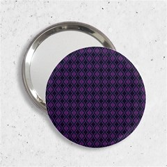 Argyle Dark Pink Black Pattern 2 25  Handbag Mirrors by BrightVibesDesign