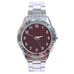 Argyle Dark Purple Yellow Pattern Stainless Steel Analogue Watch by BrightVibesDesign