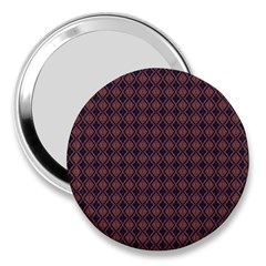 Argyle Dark Purple Yellow Pattern 3  Handbag Mirrors by BrightVibesDesign