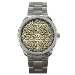 Distressed Cracked Doll Head Pattern Sport Metal Watch by snowwhitegirl