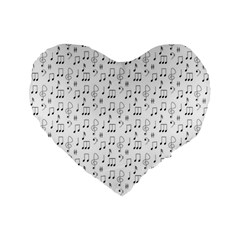 Music Notes Background Standard 16  Premium Heart Shape Cushions by Bajindul