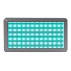 Gingham Plaid Fabric Pattern Green Memory Card Reader (mini) by HermanTelo