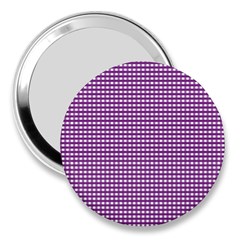 Gingham Plaid Fabric Pattern Purple 3  Handbag Mirrors by HermanTelo