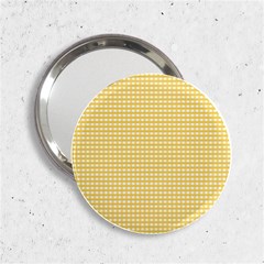 Gingham Plaid Fabric Pattern Yellow 2 25  Handbag Mirrors by HermanTelo