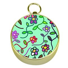 Flowers Floral Plants Gold Compasses by Bajindul