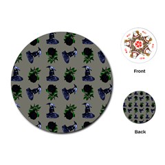 Gothic Girl Rose Grey Pattern Playing Cards Single Design (round) by snowwhitegirl
