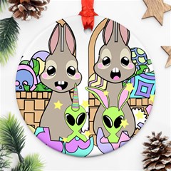 Graphic Kawaii Bunnies Ornament (round) by Sudhe