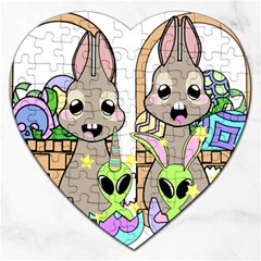 Graphic Kawaii Bunnies Jigsaw Puzzle (heart) by Sudhe