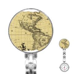 Map Vintage Old Ancient Antique Stainless Steel Nurses Watch by Sudhe