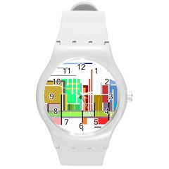 Business Finance Statistics Graphic Round Plastic Sport Watch (m) by Simbadda