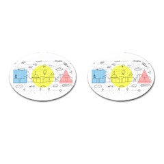 Urban City Skyline Sketch Cufflinks (oval) by Simbadda