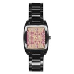 Background Non Seamless Pattern Stainless Steel Barrel Watch Front