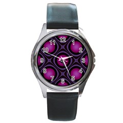 Abstract Background Design Purple Round Metal Watch by Sudhe