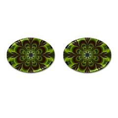 Abstract Flower Artwork Art Floral Green Cufflinks (oval) by Sudhe