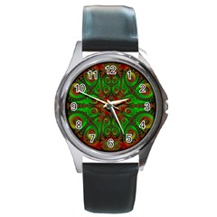 Abstract Fractal Pattern Artwork Pattern Round Metal Watch by Sudhe