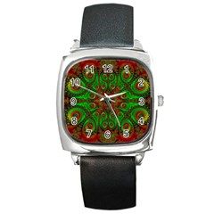 Abstract Fractal Pattern Artwork Pattern Square Metal Watch by Sudhe