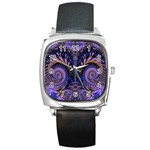 Abstract Fractal Pattern Artwork Square Metal Watch Front