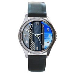 Architecture Frankfurt Houses Round Metal Watch by Wegoenart