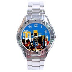 Architecture City House Window Stainless Steel Analogue Watch by Pakrebo