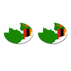 Zambia Flag Map Geography Outline Cufflinks (oval) by Sapixe