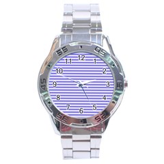 Striped Stainless Steel Analogue Watch by scharamo