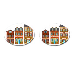 City Buildings Brick Architecture Cufflinks (oval) by Simbadda