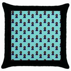 Nerdy 60s  Girl Pattern Aqua Throw Pillow Case (black) by snowwhitegirl