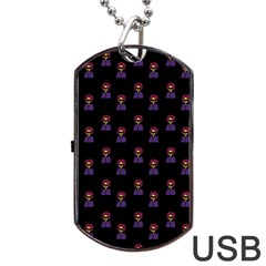 Nerdy 60s  Girl Pattern Black Dog Tag Usb Flash (two Sides) by snowwhitegirl