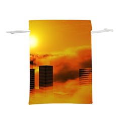 City Sun Clouds Smog Sky Yellow Lightweight Drawstring Pouch (m) by Simbadda