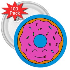 Donut Doughnut Dessert Clip Art 3  Buttons (100 Pack)  by Simbadda