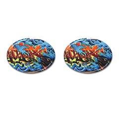 Graffiti Colourful Street Art Art Cufflinks (oval) by Simbadda
