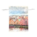 Architecture City Buildings River Lightweight Drawstring Pouch (L) Front