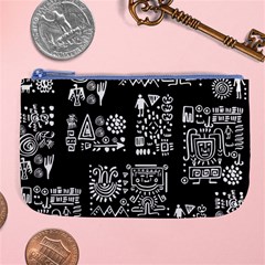 Vector Pattern Design With Tribal Elements Large Coin Purse by Vaneshart