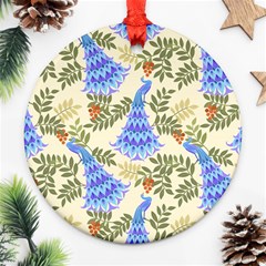 Peacock Vector Design Seamless Pattern Fabri Textile Ornament (round) by Vaneshart